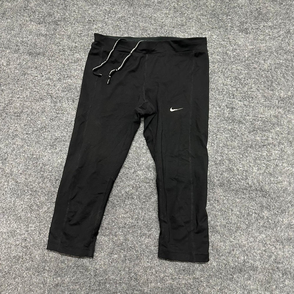 Nike Leggings Womens Size S Black Dri-Fit Cropped Running Tights Athletic